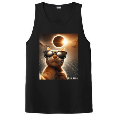 Cat Taking A Selfie With Solar 2024 Eclipse Wearing Glasses PosiCharge Competitor Tank