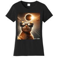 Cat Taking A Selfie With Solar 2024 Eclipse Wearing Glasses Women's T-Shirt