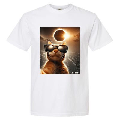 Cat Taking A Selfie With Solar 2024 Eclipse Wearing Glasses Garment-Dyed Heavyweight T-Shirt