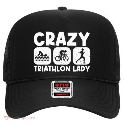 Cool Triathlon Art Mom Triathlete Sport Triathlon Gift High Crown Mesh Back Trucker Hat