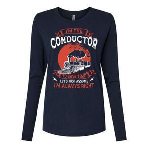 Conductor Train Always Right Express Rail Transport Railway Womens Cotton Relaxed Long Sleeve T-Shirt