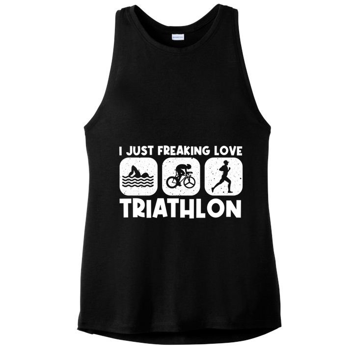 Cool Triathlon Art Triathlete Sport Triathlon Cute Gift Ladies PosiCharge Tri-Blend Wicking Tank
