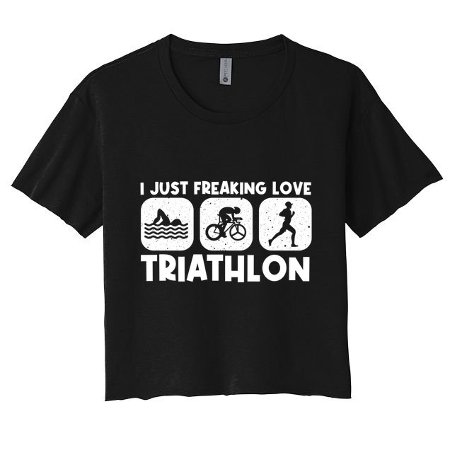 Cool Triathlon Art Triathlete Sport Triathlon Cute Gift Crop Top