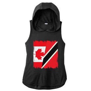 Canada Trinidad And Tobago Flag Canadian Trinidadian Roots Ladies PosiCharge Tri-Blend Wicking Draft Hoodie Tank