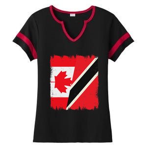 Canada Trinidad And Tobago Flag Canadian Trinidadian Roots Ladies Halftime Notch Neck Tee