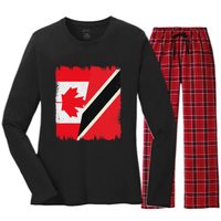 Canada Trinidad And Tobago Flag Canadian Trinidadian Roots Women's Long Sleeve Flannel Pajama Set 