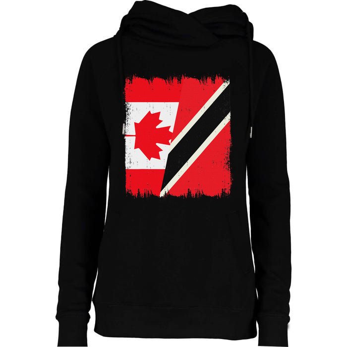 Canada Trinidad And Tobago Flag Canadian Trinidadian Roots Womens Funnel Neck Pullover Hood