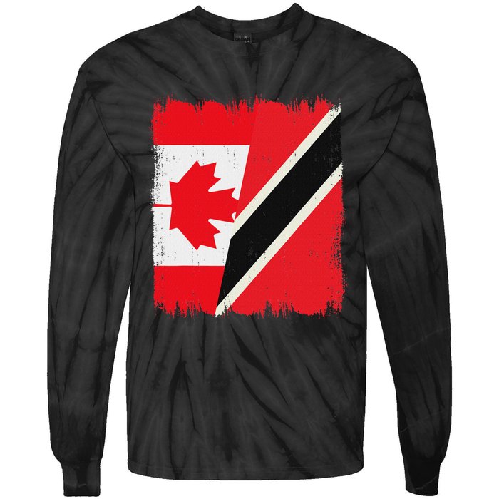 Canada Trinidad And Tobago Flag Canadian Trinidadian Roots Tie-Dye Long Sleeve Shirt