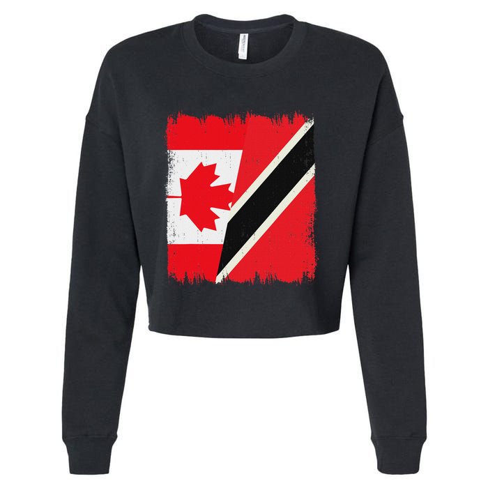 Canada Trinidad And Tobago Flag Canadian Trinidadian Roots Cropped Pullover Crew