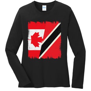 Canada Trinidad And Tobago Flag Canadian Trinidadian Roots Ladies Long Sleeve Shirt