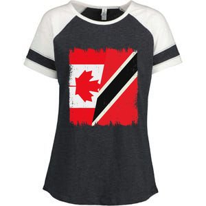 Canada Trinidad And Tobago Flag Canadian Trinidadian Roots Enza Ladies Jersey Colorblock Tee