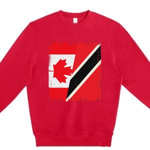 Canada Trinidad And Tobago Flag Canadian Trinidadian Roots Premium Crewneck Sweatshirt