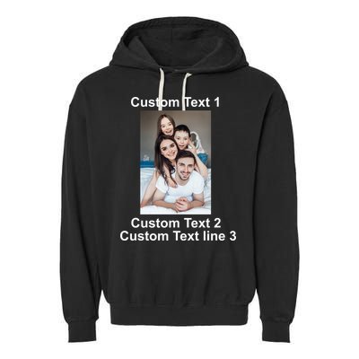Custom Text Add Photo Picture Personalize Garment-Dyed Fleece Hoodie