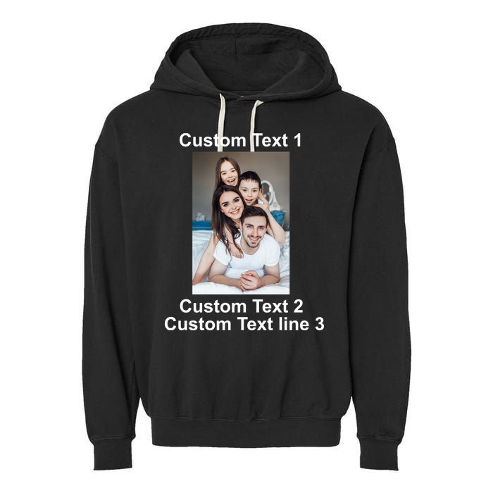 Custom Text Add Photo Picture Personalize Garment-Dyed Fleece Hoodie
