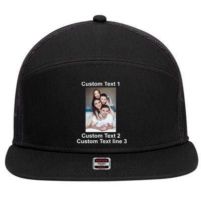 Custom Text Add Photo Picture Personalize 7 Panel Mesh Trucker Snapback Hat