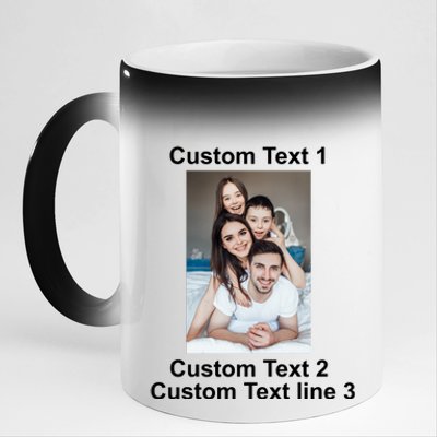 Custom Text Add Photo Picture Personalize 11oz Black Color Changing Mug