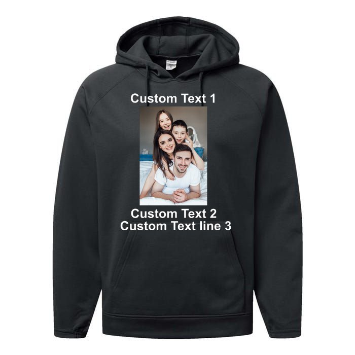 Custom Text Add Photo Picture Personalize Performance Fleece Hoodie