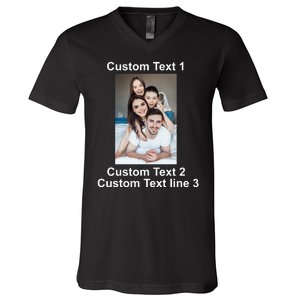 Custom Text Add Photo Picture Personalize V-Neck T-Shirt