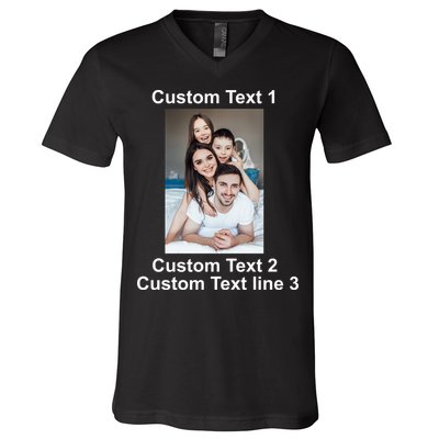 Custom Text Add Photo Picture Personalize V-Neck T-Shirt