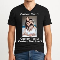 Custom Text Add Photo Picture Personalize V-Neck T-Shirt