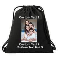 Custom Text Add Photo Picture Personalize Drawstring Bag