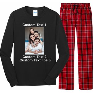 Custom Text Add Photo Picture Personalize Long Sleeve Pajama Set