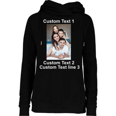 Custom Text Add Photo Picture Personalize Womens Funnel Neck Pullover Hood