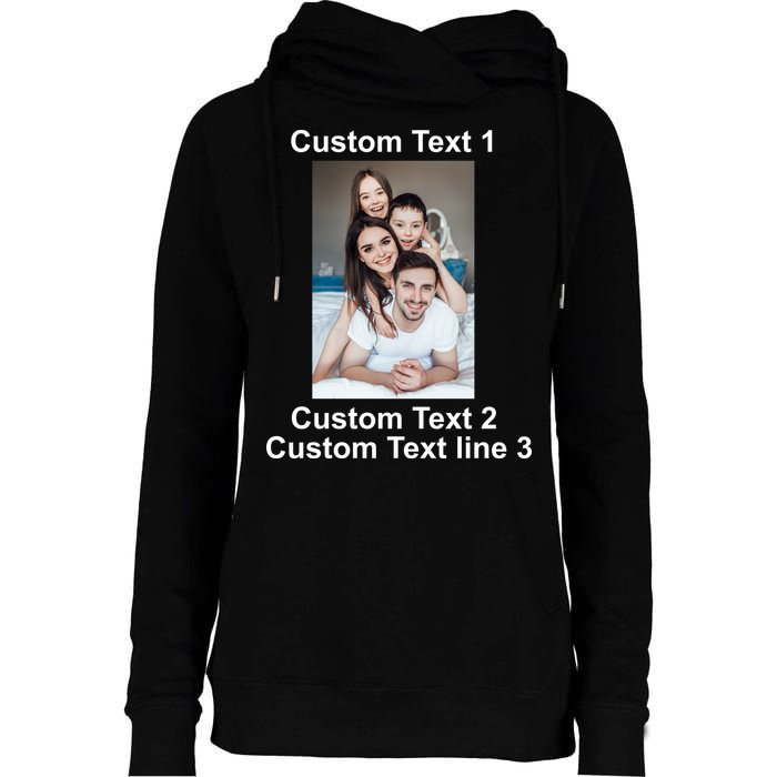 Custom Text Add Photo Picture Personalize Womens Funnel Neck Pullover Hood