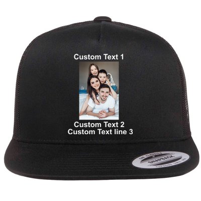 Custom Text Add Photo Picture Personalize Flat Bill Trucker Hat