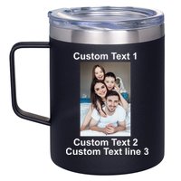 Custom Text Add Photo Picture Personalize 12oz Stainless Steel Coffee Mug