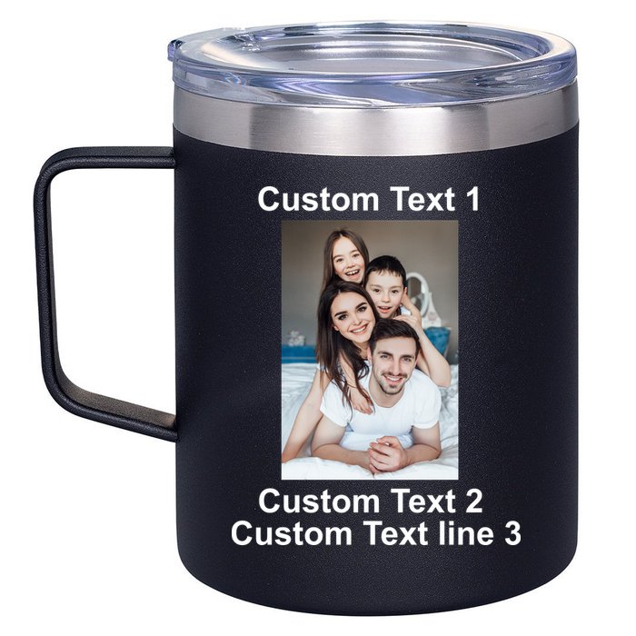 Custom Text Add Photo Picture Personalize 12oz Stainless Steel Coffee Mug