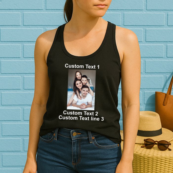 Custom Text Add Photo Picture Personalize Womens Tank Top