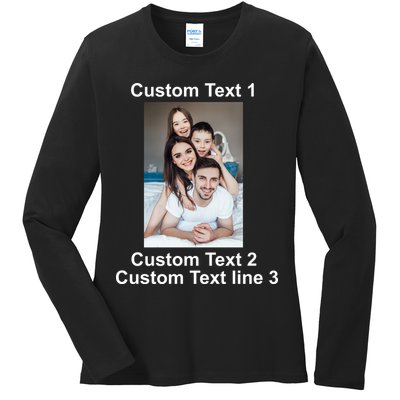 Custom Text Add Photo Picture Personalize Ladies Long Sleeve Shirt