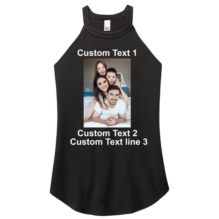 Custom Text Add Photo Picture Personalize Women's Perfect Tri Rocker Tank