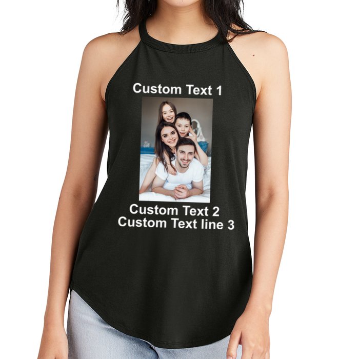 Custom Text Add Photo Picture Personalize Women's Perfect Tri Rocker Tank