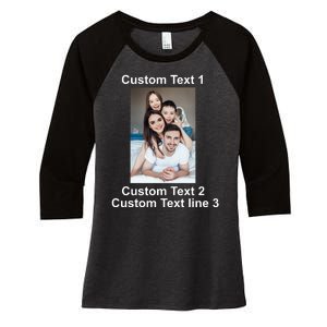 Custom Text Add Photo Picture Personalize Women's Tri-Blend 3/4-Sleeve Raglan Shirt