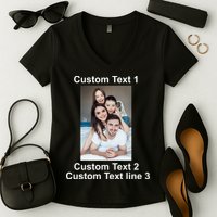 Custom Text Add Photo Picture Personalize Women's V-Neck T-Shirt