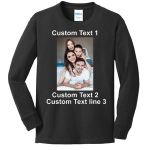 Custom Text Add Photo Picture Personalize Kids Long Sleeve Shirt