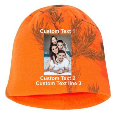 Custom Text Add Photo Picture Personalize Kati - Camo Knit Beanie