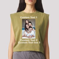Custom Text Add Photo Picture Personalize Garment-Dyed Women's Muscle Tee