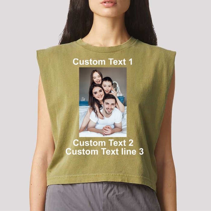 Custom Text Add Photo Picture Personalize Garment-Dyed Women's Muscle Tee