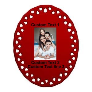 Custom Text Add Photo Picture Personalize Ceramic Oval Ornament