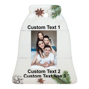 Custom Text Add Photo Picture Personalize Ceramic Bell Ornament