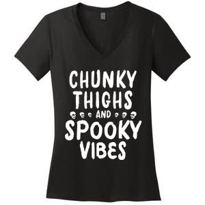 Chunky Thighs And Spooky Vibes Women's V-Neck T-Shirt