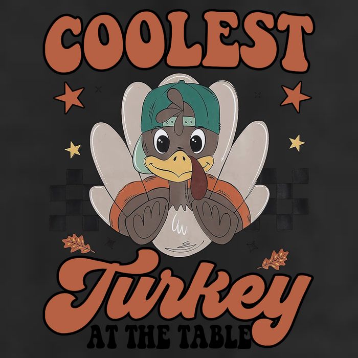 Coolest Turkey At The Table Thanksgiving Coolest Turkey Boy 7 Panel Mesh Trucker Snapback Hat