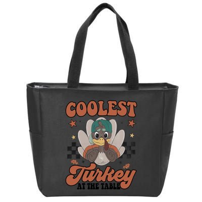 Coolest Turkey At The Table Thanksgiving Coolest Turkey Boy Zip Tote Bag