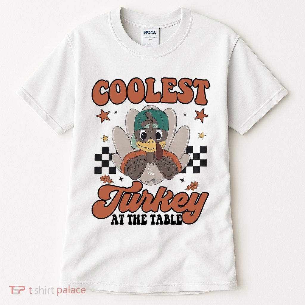Coolest Turkey At The Table Thanksgiving Coolest Turkey Boy Tall T-Shirt