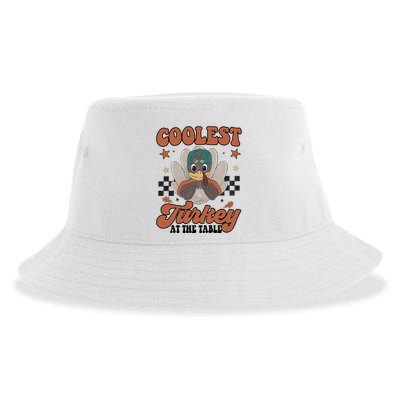 Coolest Turkey At The Table Thanksgiving Coolest Turkey Boy Sustainable Bucket Hat