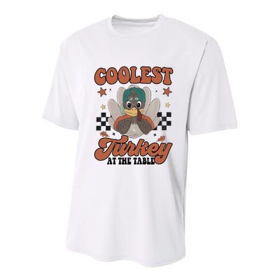 Coolest Turkey At The Table Thanksgiving Coolest Turkey Boy Youth Performance Sprint T-Shirt