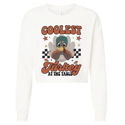 Coolest Turkey At The Table Thanksgiving Coolest Turkey Boy Cropped Pullover Crew